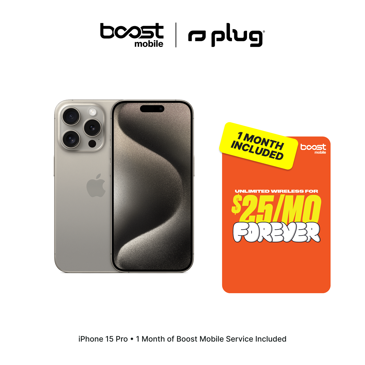 iPhone 15 Pro Connected Pack (Unlocked) + 1 Month Boost Mobile