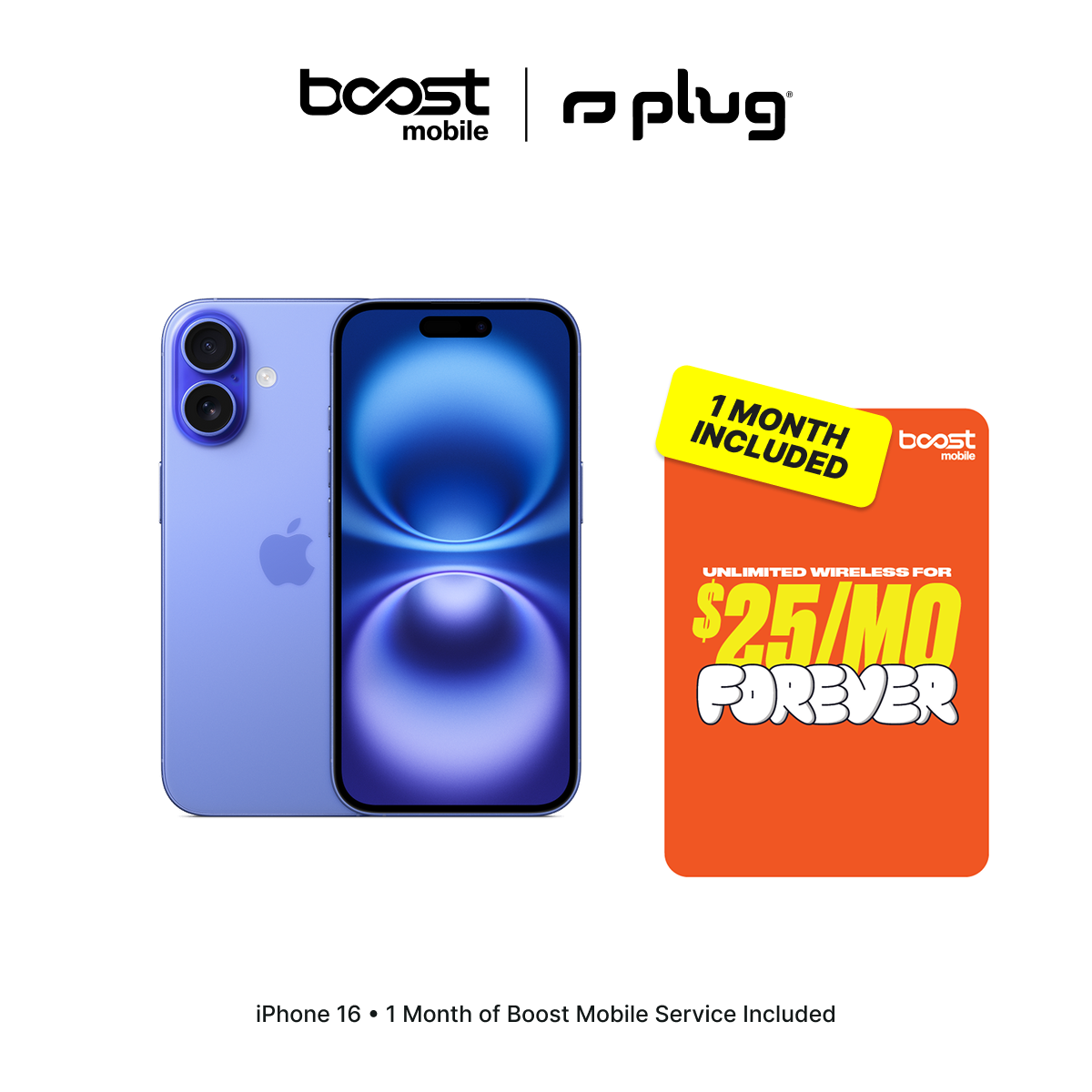 iPhone 16 Connected Pack (Unlocked) + 1 Month Boost Mobile