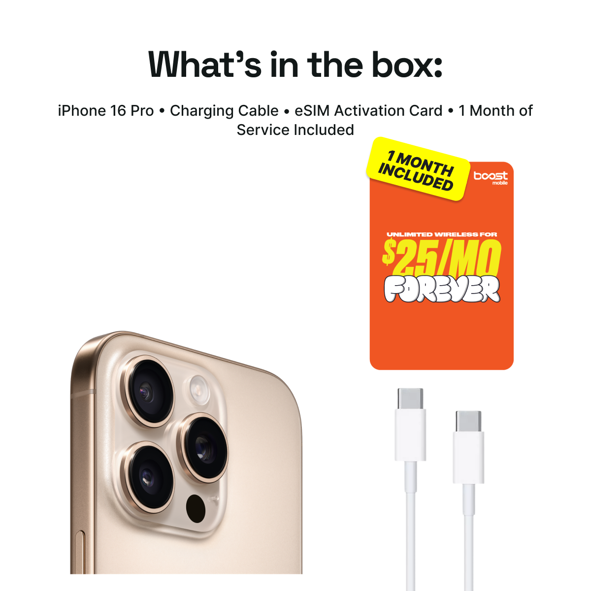 iPhone 16 Pro Connected Pack (Unlocked) + 1 Month Boost Mobile